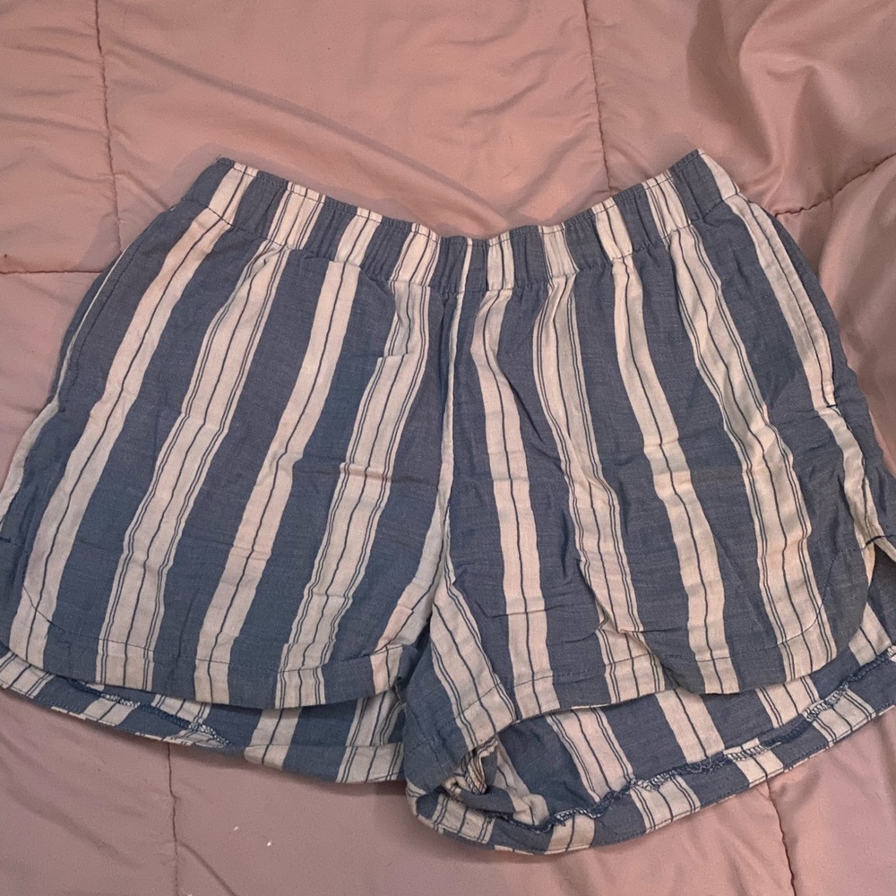Old Navy High Waist Striped Blue and Cream Shorts